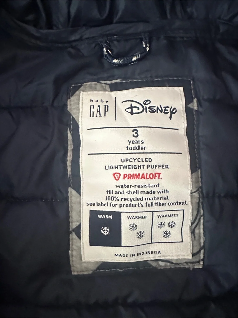 GAP Kids Mickey Mouse Hooded Puffer Jacket - Gray & Black